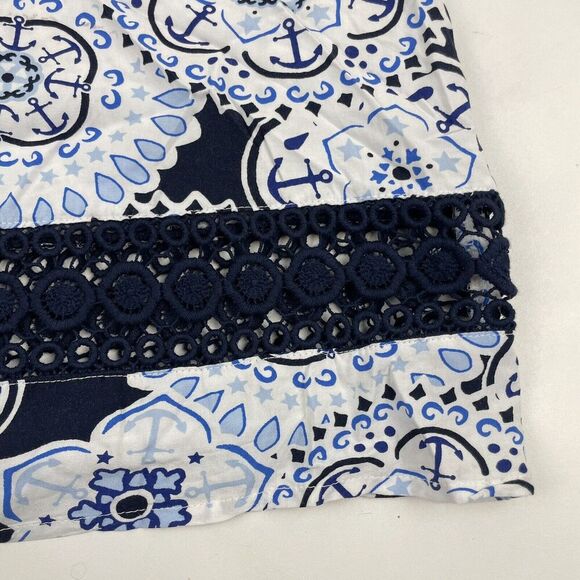 Crown & Ivy Nautical Anchor Tank V-Neck Sleeveless Blouse Size PM Petite M - Picture 4 of 7